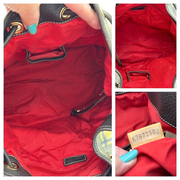Y2K Dooney & Bourke Plaid Drawstring Shoulder Satchel Bag – Preppy Madras Print - Picture 14 of 16